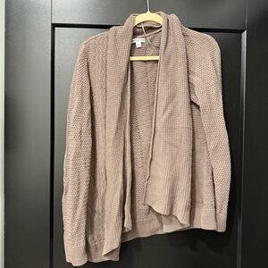 Cozy Open-Front Knit Cardigan Sweater - Taupe